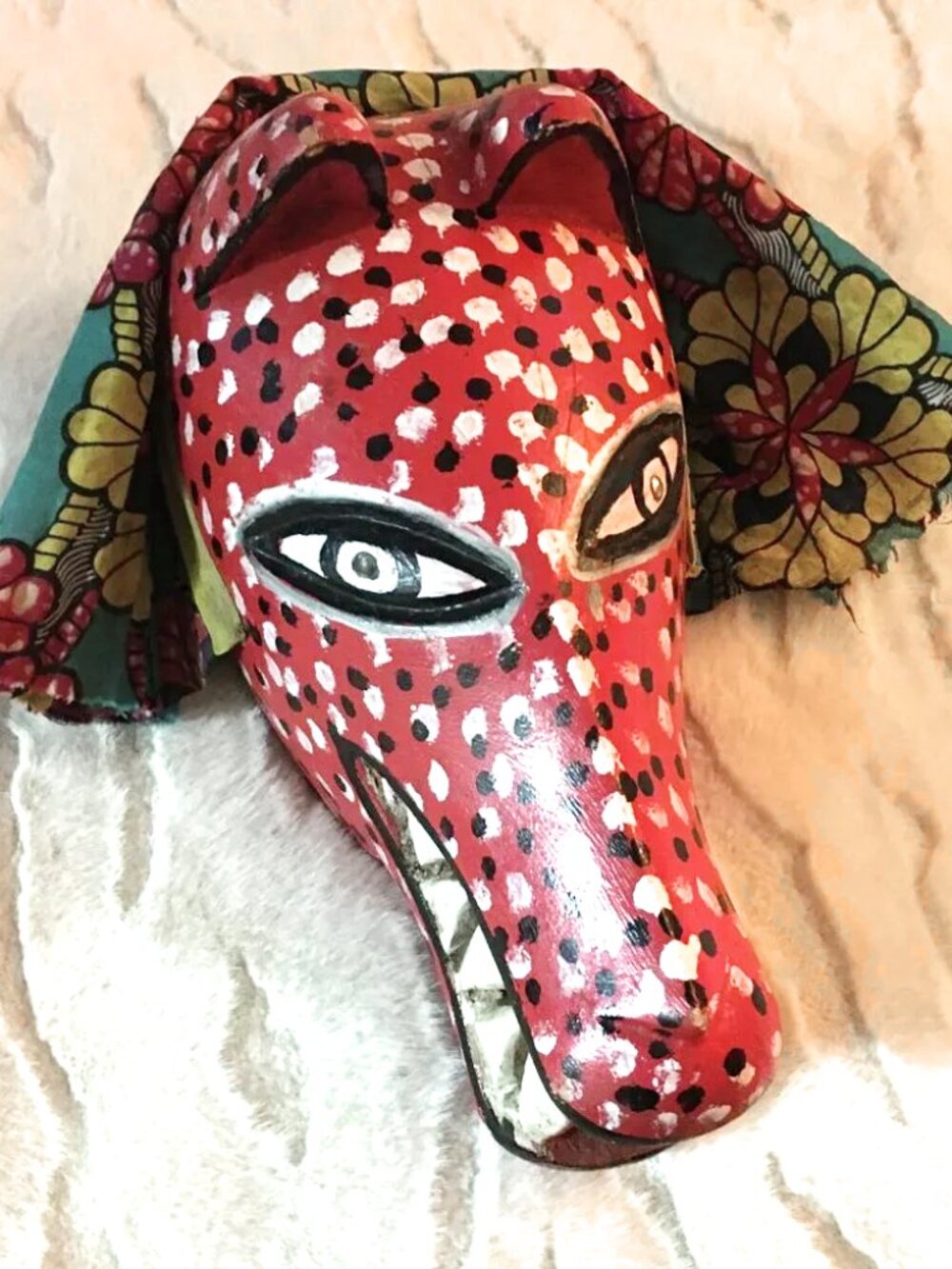 VTG Bamana Bozo Red Jackal Animal Mask - Mali African Art OS